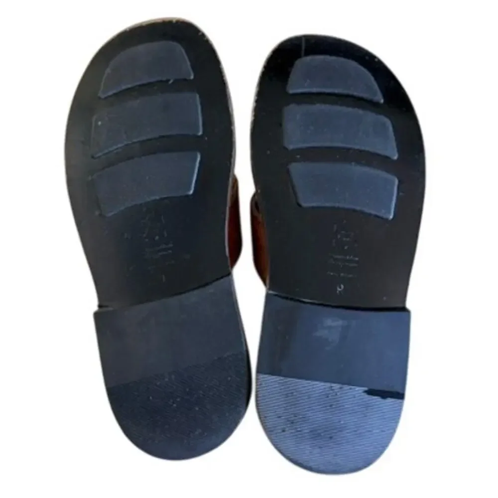Tommy Bahama Brown Leather Cross Strap Slide Sandals Men's Size 9